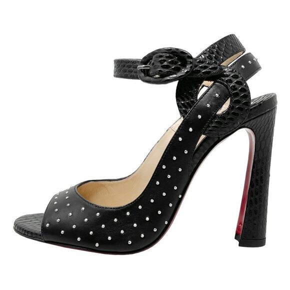 Christian Louboutin Shoes - Christian Louboutin Loopinga 100 Studded Black Leather Sandals Size 36.5
